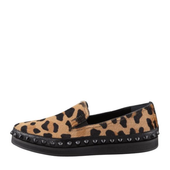 *FINAL PRICE* Prada Women's Leopard Stud Platform Slip-On Shoes - Picture 2 of 14
